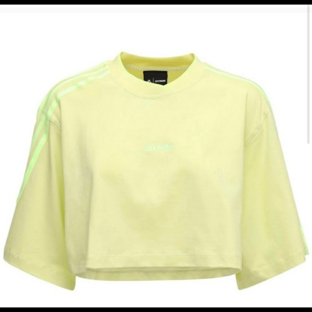 Ivy Park 3-stripe yellow crop tee size Large